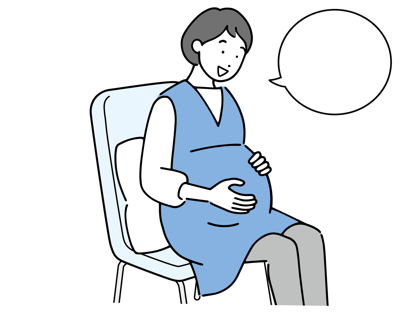 お腹の赤ちゃんに話しかける妊婦さん